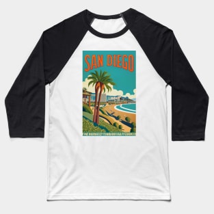 A Vintage Travel Art of San Diego - California - US Baseball T-Shirt